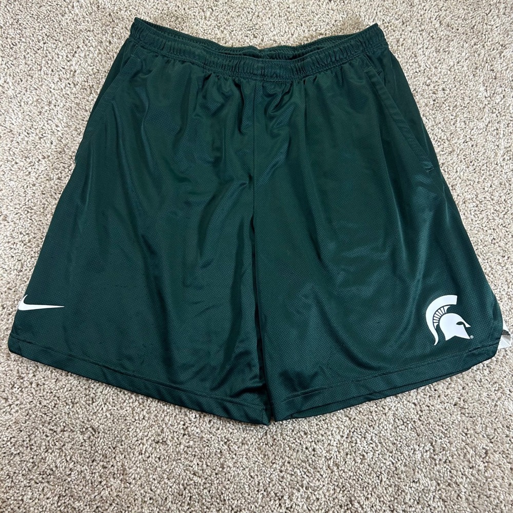 Nike MSU Shorts Men XXL Green Michigan State Spartans DriFIT Training Team Issue